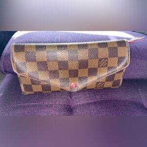 Louis Vuitton Damier Ebene Checkerboard Wallet in Brown